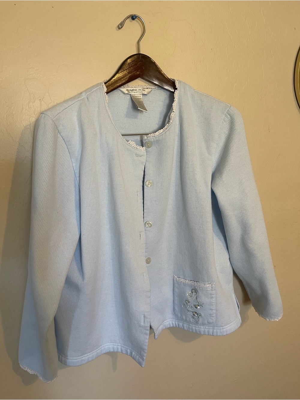 Jasmine Light Blue Embroidered Button-Front Jacket